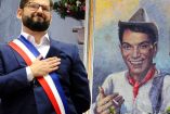 Collage de Gabriel Boric y una imagen de Cantinflas