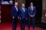 Tras la llegada de los tres mandatarios se llevó a cabo una ceremonia de recepción.