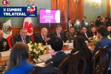 AMLO con funcionarios de su gabinete en reunión con Justin Trudeau en México