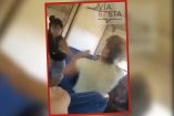 Mujeres peleando en el tren San Martín