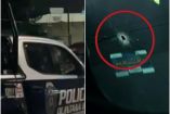 Una patrulla de Quintana Roo y un impacto de bala en el parabrisas de un coche