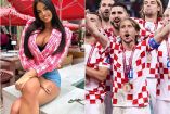 Ivana Knöll y los jugadores de Croacia.