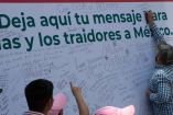 Mamparas en las cuales ciudadanos podían dejar mensajes a los "traidores a México"