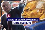 Genaro García Luna y una ilustración de él durante su juicio en EU