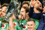 Irlandeses festejan su título en el Torneo de las Seis Naciones de rugby 2023.