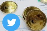Criptomonedas Dogecoin y logo de Twitter