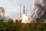 Cohete con sonda Juice durante su lanzamiento en Francia