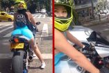 Colombiana arriba de su moto