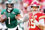 Jalen Hurts y Patrick Mahomes, quarterbacks.