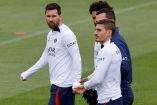 Lionel Messi en entrenamiento del PSG