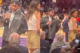Bad Bunny y Kendall Jenner en un partido de la NBA