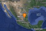 Mapa de México y el epicentro de un sismo