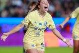 Katty Martínez celebra gol con América.