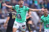 Lucas Di Yorio celebra el 0-1 para León.