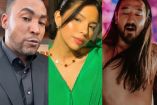 Don Omar con traje negro, Ángela Aguilar con vestido verde y Steve Aoki sin playera
