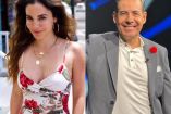 Martha Higareda con vestido estampado y Yordi Rosado con traje gris