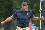 Bryson DeChambeau celebrando su victoria.