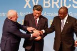 Lula da Silva, Ramaphosa y Xi Jinping en la reunión de los BRICS. (AFP)