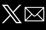 Logo de X de Twitter e icono de sobre de correo electrónico