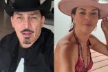 José Manuel Figueroa con sombrero negro y Alicia Machado en playa con sombrero café