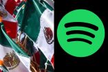 Banderas de México y logotipo de Spotify en fondo negro