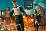 Portada de la campaña a toda costa de Fortnite con el logo de Epic Games al frente.
