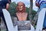 La estatua fue derribada por orden del alcalde de Chalchuapa. (Especial)