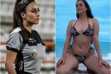 Valeria Andrade como árbitra y en bikini.
