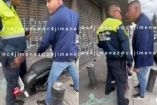 Motociclista agredió a policía de Tránsito.