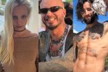 Britney Spears con suéter café, J Balvin sonriendo y Maluma sin playera