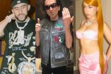 Bad Bunny con gorra, Alex Lora con manos arriba y Ice Spice con cabello largo