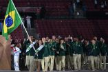 Deportistas de la delegación de Brasil durante la Inauguración de los Juegos Panamericanos 2023.