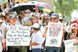 Trabajadores del Poder Judicial de la Federación durante la protesta de ayer en la CDMX.