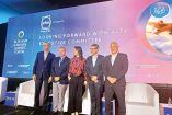 Pedro Heilbron, director de Copa Airlines; Andrés Conesa, director de Aeroméxico; Gabriela Frías, periodista; Adrian Neuhauser, director de Avianca, y Roberto Alvo, director de LATAM Airlines