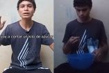 Joven con playera gris contando granos de azúcar de una bolsa de un kilogramo