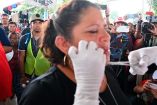 Migrantes de la caravana se suturan los labios en Huixtla Chiapas