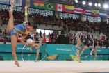 Gimnastas mexicanas en prueba de Juegos Panamericanos 2023.