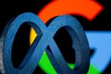 Logo de Meta frente al logo de Google.