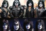 Los cuatro integrantes de la banda Kiss y sus avatares digitales.