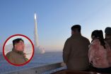 Kim Jong Un viendo el lanzamiento de un misil.