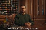 Volodimir Zelenski dando mensaje de año nuevo.