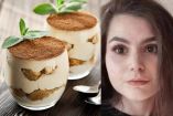 Postre veganó de tiramisú a lado de joven alérgica a los lacteos que murio en Milán, Italia.