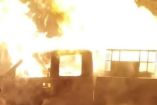 Las camionetas incendiadas