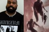 Kanye West con playera negra y figuras con fuego