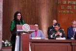 Luisa María Alcalde en la ceremonia en Querétaro por el aniversario de la Constitución
