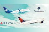 Aviones de Aeroméxico y Delta Air Lines.
