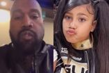 Kanye West con grills y North West con trenzas