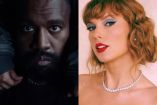 Kanye West con playera negra y Taylor Swift con collar 