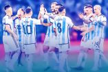 Jugadores de Argentina celebran en partido de su selección.