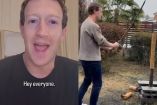 Mark Zuckerberg hablando y con katana en las manos